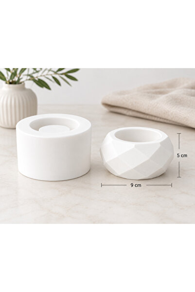 HobiCraft Market Modern Geometrik Desenli Mumluk ve Saksı Silikon Kalıbı 9x5 ...