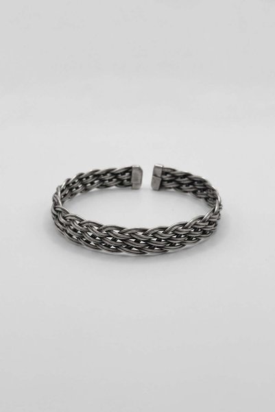 ablukaonline Men's Handmade Filigree Copper Plated Wicker Mesh Bracelet Black