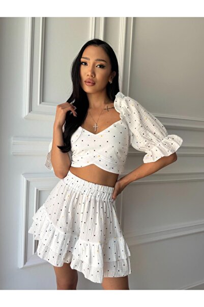 CC STORE CONFETTI DREAM muslin set, puff sleeve top and pant skirt