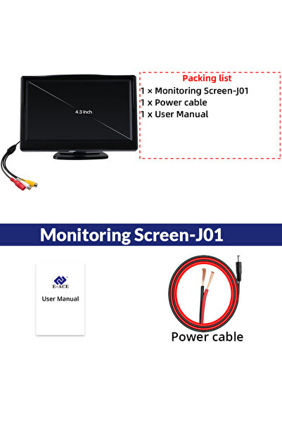 Choice Only Display-J01 Car Reversing Display 4.3 Inches Rotatable 160 ° Opti...