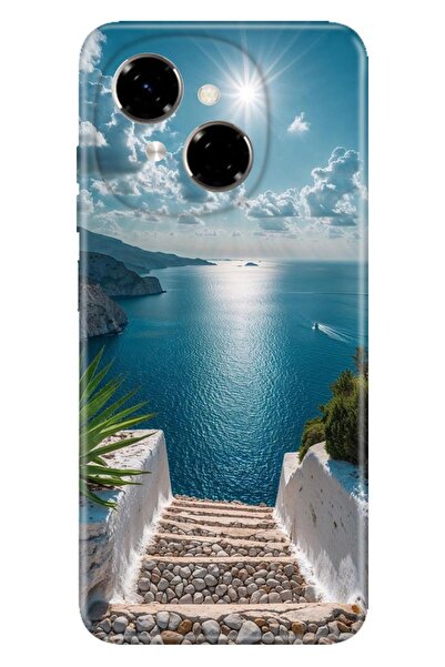 TECNO Spark Go 1 Kılıf Santorini Temalı Desenli Darbe Emici Silikon