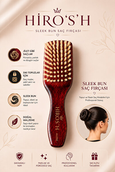 HİROS'H Yeni Nesil Sıkı Topuzlar İçin Profesyonel Topuz Fırçası ( Sleek Bun )