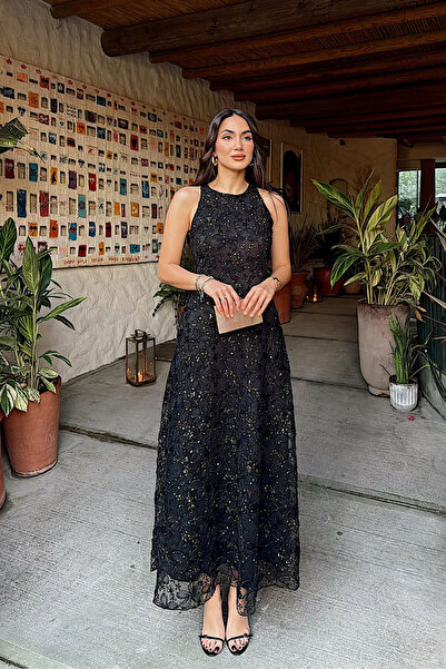 Sindimoda İmge Pul İşlemeli Kolsuz Midi Elbise 00939