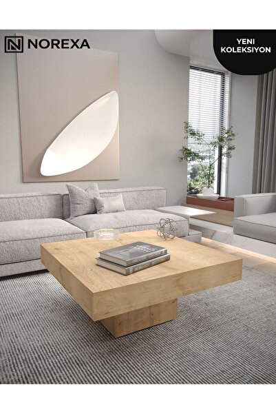 NOREXA Premium Modern Orta Sehpa Beyaz Salon Sehpası Minimal Tasarım Kare Sehpa