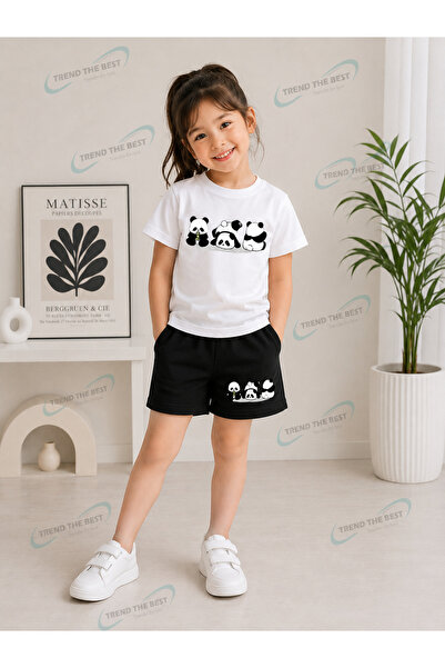 TREND THE BEST Trendin En İyisi Summer Triple Panda Printed Girls' and Boys' ...