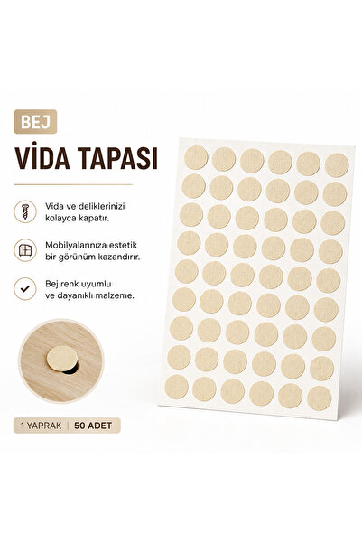 KarapolatYapı Yapışkanlı Yapıştırma Vida Tapası Tıpası BEJ Vida Kapatıcı Kapa...