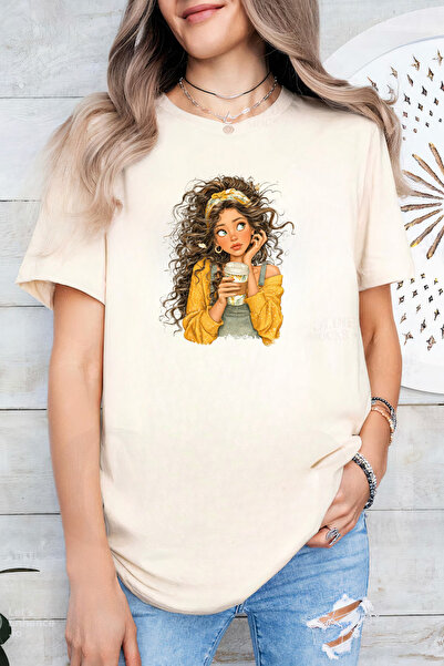 Sarah's Boutique Women's T-shirt – 100% cotton – Curly Latte