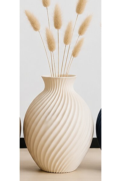 HANART Modern dekoratif şık vazo 20 cm krem