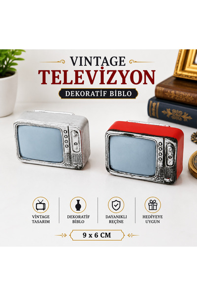 EVİMİST Vintage Televizyon Dekoratif Biblo – Retro Televizyon Figürü, Nostalj...