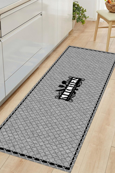 DERAS HOME Dijital Baskı Kaymaz Taban Yıkanabilir Mutfak Halısı