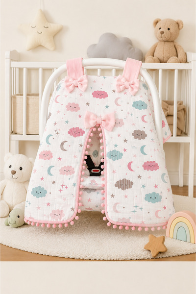 Babycitytr Müslin Puset Örtüsü %100 Pamuk, OEKO-TEX Sertifikalı, Desenli, Fiy...