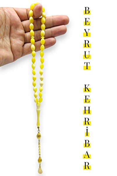 Hanedan Hediyelik Beirut Amber 33-Piece Rosary Beads, Barley Cut, Grain Size ...