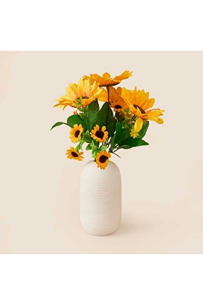 Evidea Deco Ayçiçeği 7'li Dal Çiçek - Sarı - 30 cm
