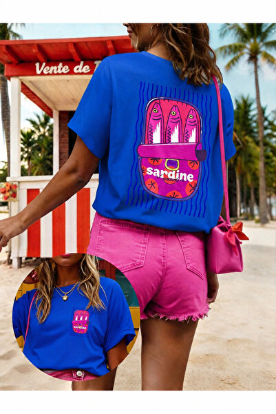 OVER HEAD Women's Sardine Printed Oversized T-Shirt