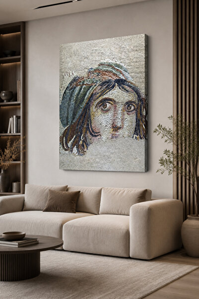 NET REKLAM Dikey Mozaik Zeugma Çingene Kızı Kanvas Tablo – 4K Baskılı Dekorat...