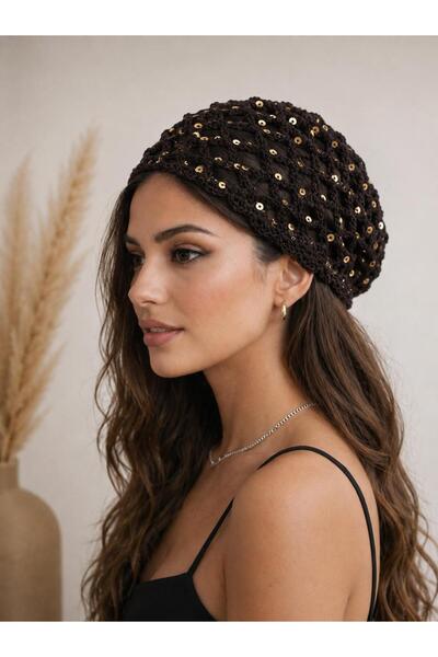 one depot only for quality life Knitted Sequin Beanie Mesh Model Bandana Bohe...