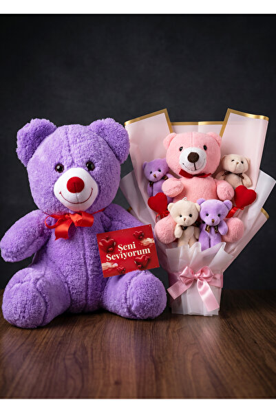 Linalux Gifts Nişanlıya Sevgiliye Eşe Alınabilecek Seni Seviyorum Kartlı Mor ...