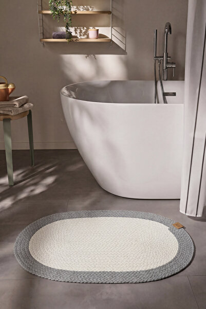 Cool Halı Glenn Oval Banyo Paspası Bej Krem Makinede Yıkanabilir Çift Taraflı...