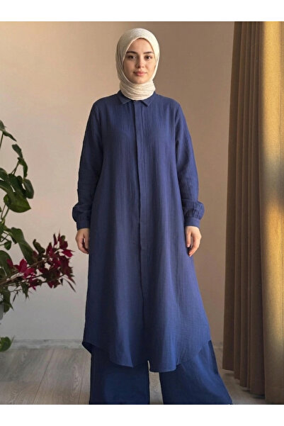 Modanurseda Kadın Müslin Kumaş Pamuklu Pantolonlu Yazlık Tesettür Takım
