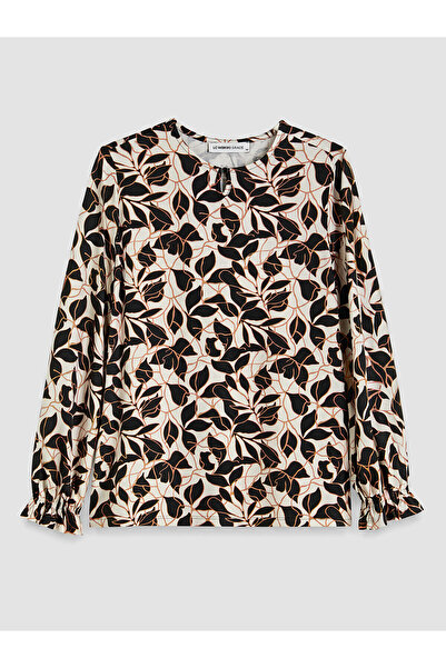 LC Waikiki Nevavm Oval Collar Patterned Blouse with a Difference