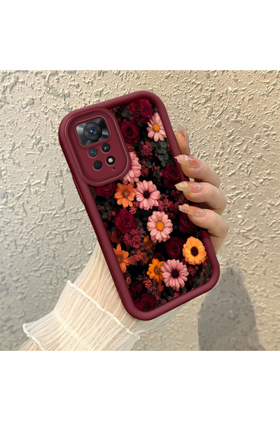 SLIMFELT Redmi Note 11 Pro 4G/5G Uyumlu Yüksek Kaliteli Çiçek Desenli, Düşmey...