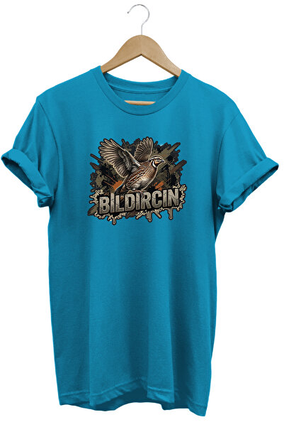 WİDİ Quail Graphic Printed Crew Neck Cotton Hunter Nature T-Shirt