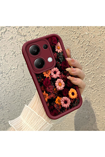 SLIMFELT Redmi Note 13 Pro 4G Uyumlu Yüksek Kaliteli Çiçek Desenli, Düşmeye D...
