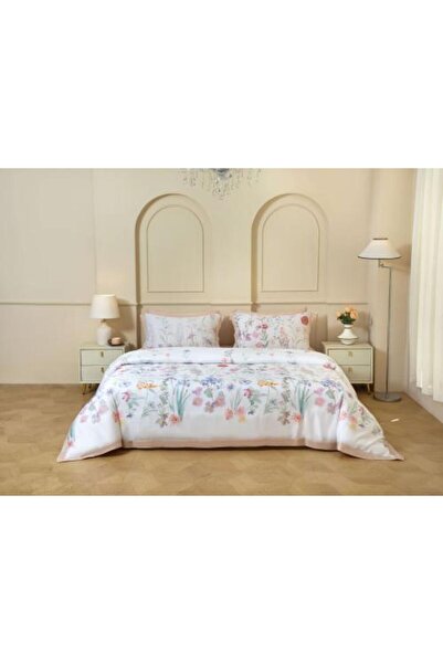 Alhabib bedding Summer Double Bedspread Lyocell White Pink Floral Patterned B...