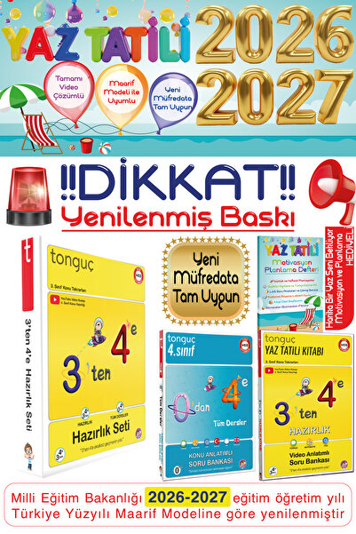 Tonguç Yayınları 3. Sınıf 3'ten 4'e Hazırlık Seti 0'dan 4'e Konu Anlatımlı Tü...