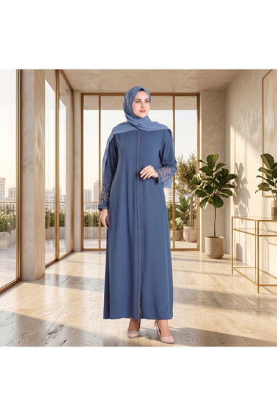 ISTANBUL STYLES Stylish Embroidered Zippered Robe – Crepe Fabric