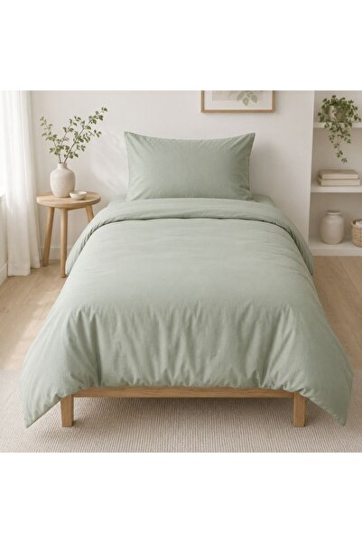 Cotton Box Bed linen 1 person Plain Pale Green (Sage), Cotton Box, ranforce C...