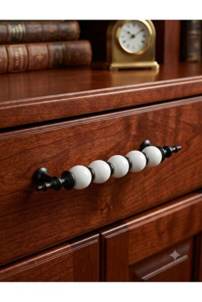 alacalı metal&mobilya aksesuarları Black Needle-Pointed White Bead Handle for...