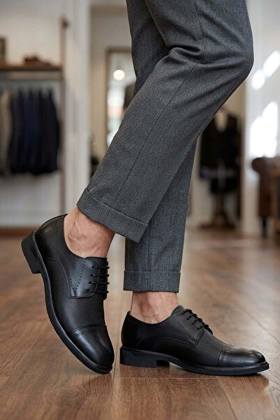 Ayakkabı Fuarı Elit 26Yslcpcty02C Men's Genuine Leather Classic Shoes Black