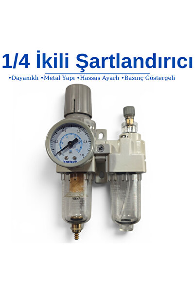 BROTECH 1/4 İkili Hava Şartlandırıcı - Filtreli Regülatör Ve Yağlayıcı Kompre...
