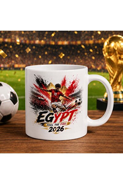 Bk Gift كأس أبيض بتصميم كأس العالم 2026 لمشجعي كرة القدم المصرية