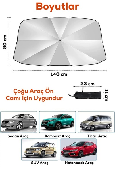 NESU Foldable Car Sunshade Umbrella In-Car Protection Curtain