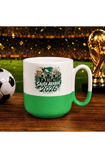 Bk Gift كأس مبهجة باللون الأخضر بتصميم كأس العالم 2026 لمشجعي المملكة العربية...