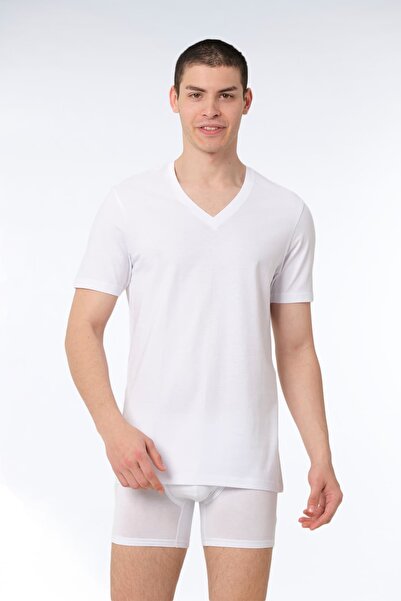 FSM1453 Men's Cotton V-Neck Short Sleeve Colorful Undershirt 6-Piece - 412-(440)
