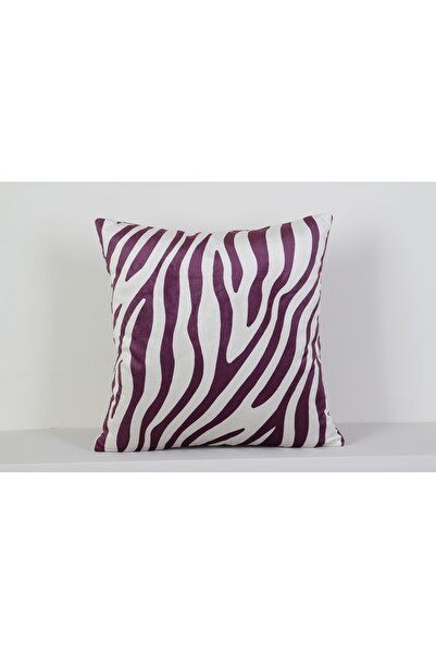 NisanurTerzi Mürdüm Zebra Desenli Dekoratif Kırlent Kılıfı Modern Tasarım