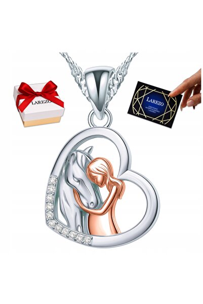 Larezo 925 Silver Necklace, Pendant with Patterned , With Shiny Zircons, Idea...