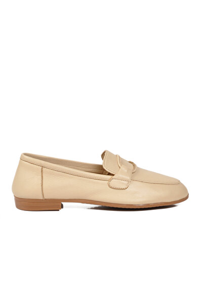 AYAKMOD Beige Genuine Leather Women's Casual Shoes 2082 Z