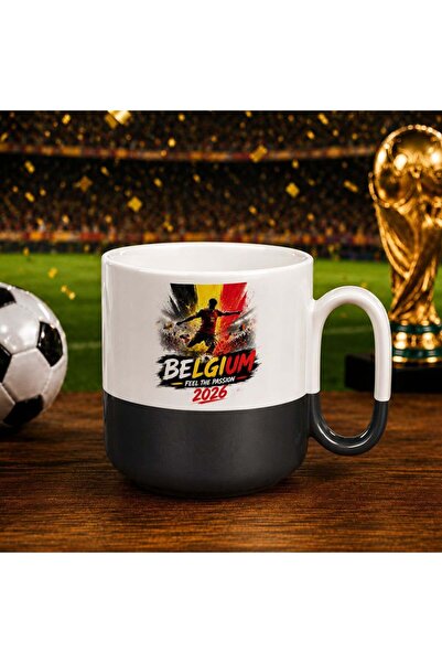 Bk Gift Black Joyful Mug with Belgium Fan Theme 2026 World Cup Design