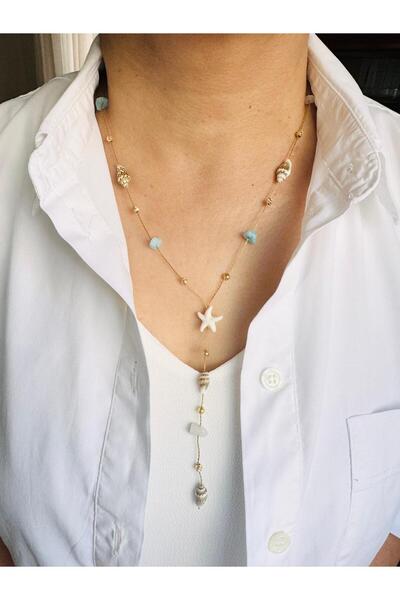 DEVİ fashion Steel Sea Shell Y Necklace 45 cm