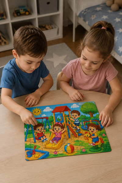 minİQ toys لغز خشبي: يوم في الحديقة (24 قطعة)