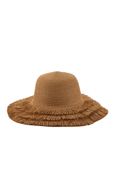 Nordbron Açık Kahve Kadın Düz Örgü Şapka Quinn Straw Hat