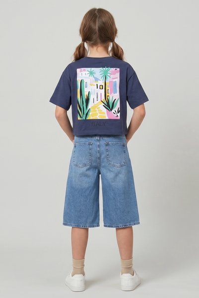 Dmb Kız Çocuk Crop Pamuk T-Shirt