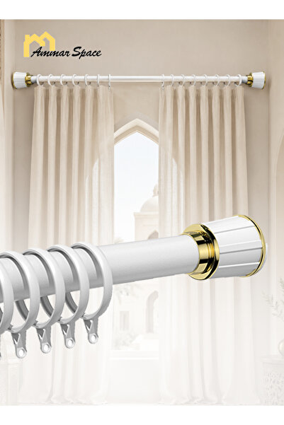 Ammar Space Adjustable Curtain Rod No Drill, Telescopic Tension Rod 168-218 c...