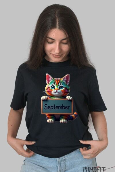 GILDAN September Multicolor Cat T-Shirt