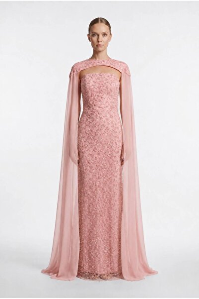 SpringStore Pembe Pelerinli Pul Payet Abiye