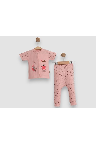 Melish Bebe طقم أطفال قطني مطبوع بأكمام قصيرة